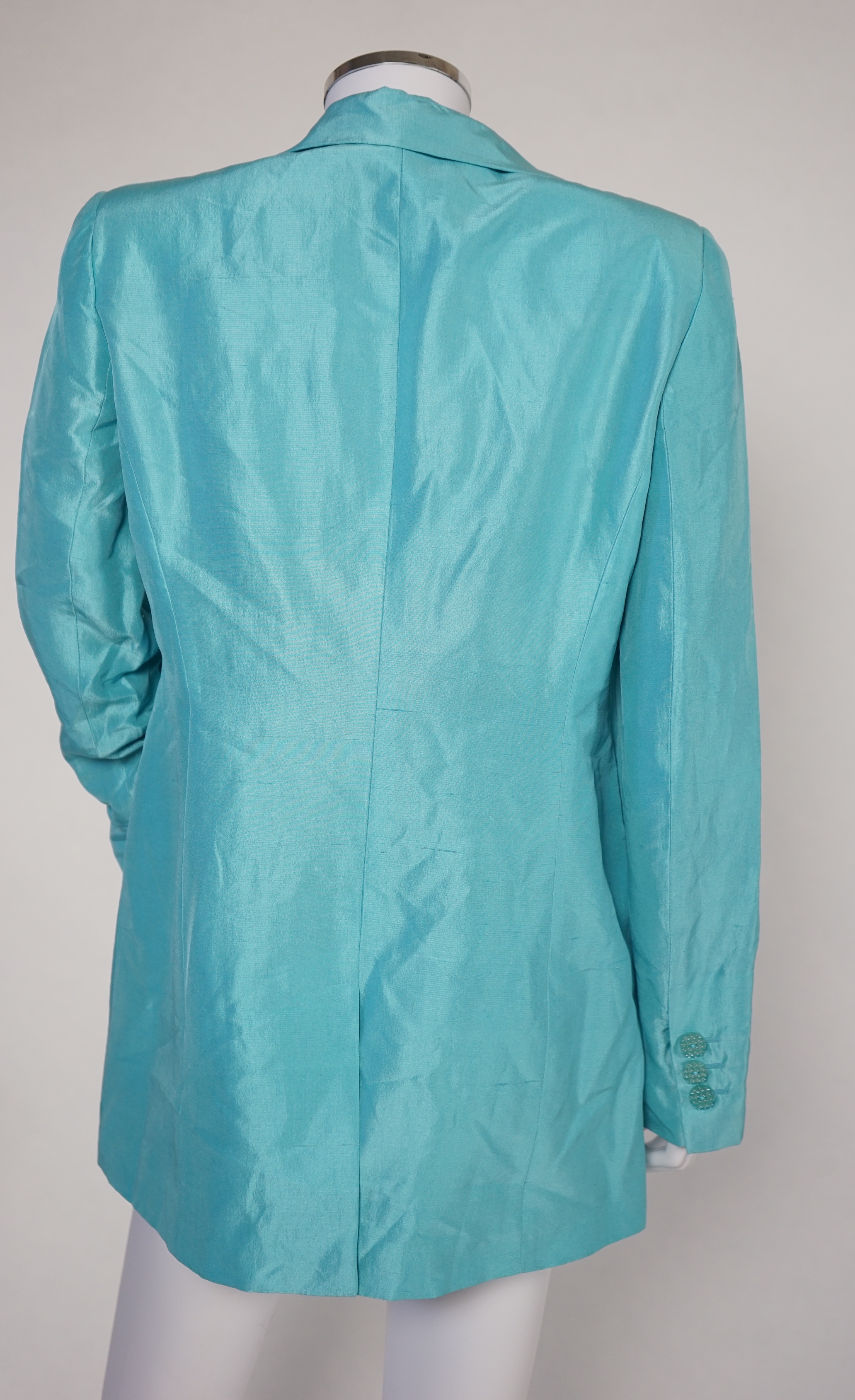 Four Emporio Armani lady's jackets, light blue silk size EU 46, all the others size EU 44
